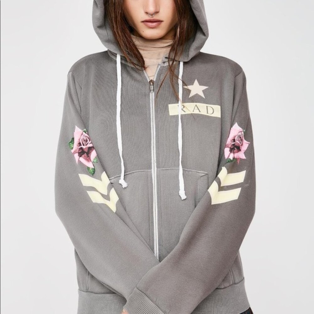 Wildfox 2016 Tumblr Rad Floral Gray Hoodie